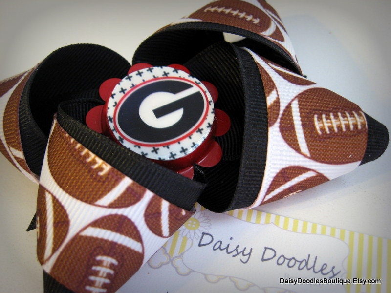 University of Georgia Bulldogs football bottle cap hair bow