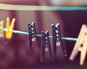 On the line 5x5 Photograph - farmhouse clothespins warm autumn color country print natural light photography