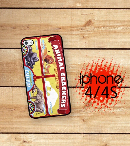 iPhone 4S Case  Animal Crackers Box Hard Case For iPhone 4 and iPhone 4S Rubber Trim
