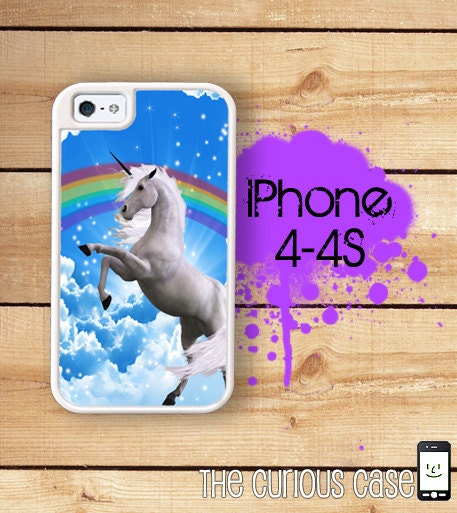 iPhone 4 4S Mighty Case - 2 Part Protective iPhone 4 Case iPhone 4S Case - Kick Ass Unicorn Rainbow 80's Art