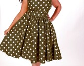 JIBRI Plus Size Sleeveless Spring Dress (Olive)