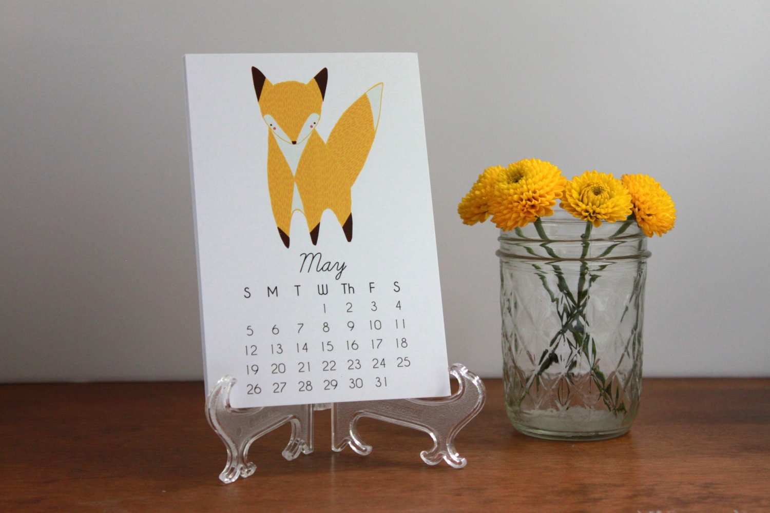 SALE 2013 Illustrated Little Foxes Calendar with Display Easel