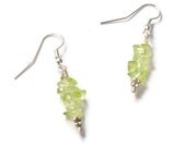 Green Glass Chip Beaded Earrings, Beaded Jewelry, Semi Precious Stone Earrings, Handmade Jewelry