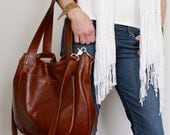 DOUBLE STRAP URSULA Rust / Reddish Brown Leather - Oversized - Leather Bag - Carry on Bag -Stealth Diaper Bag - Eco-Friendly