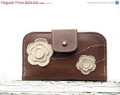 Wallet for iPhone 4, 4s,  5 Wrist Wallet Case - - -  Walnut  Leather - Feminine Summer SALE
