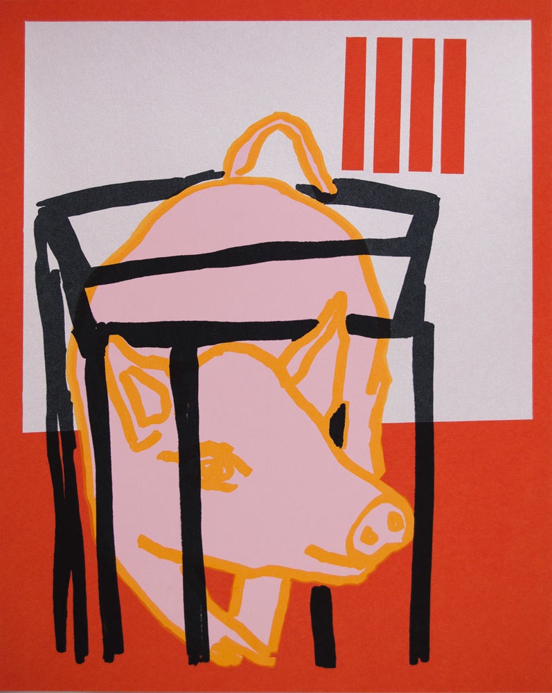 Pig Siloed, Silkscreen Print