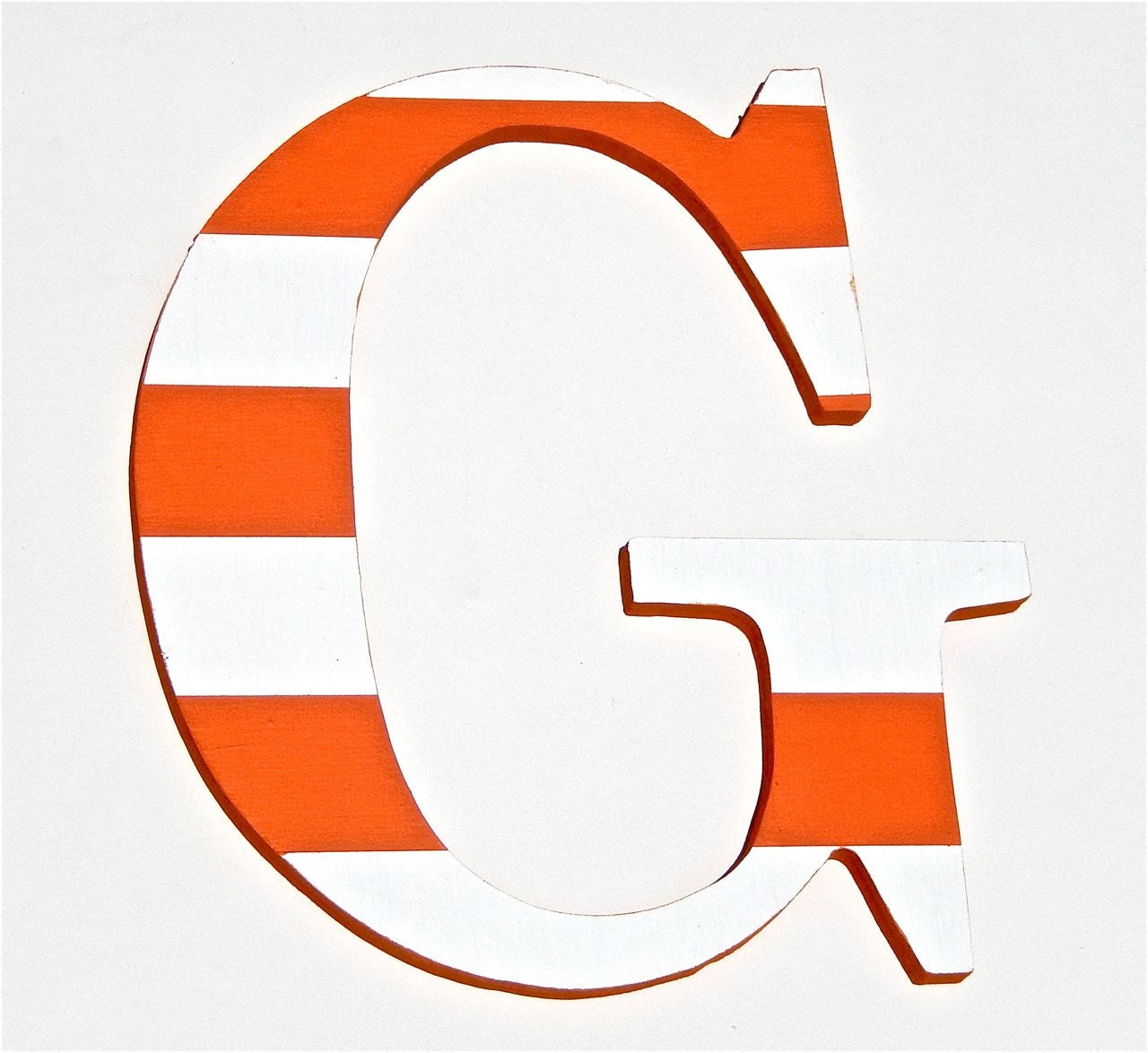 NAUTICAL LETTER G, Chic Decor, Stripes, Orange, White, Beach, Wall Decor, Lettering, Initials