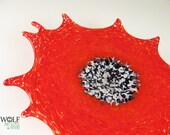 Blown Glass Wall Art Bright Red Starburst Wall Hanging Decorative Art Glass Sculpture