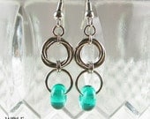 Chandelier Earrings Glass Bead Teal Blue Green Floret Drop Earrings