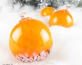 Blown Glass Ornament Suncatcher Ball Tangerine Orange Blossom