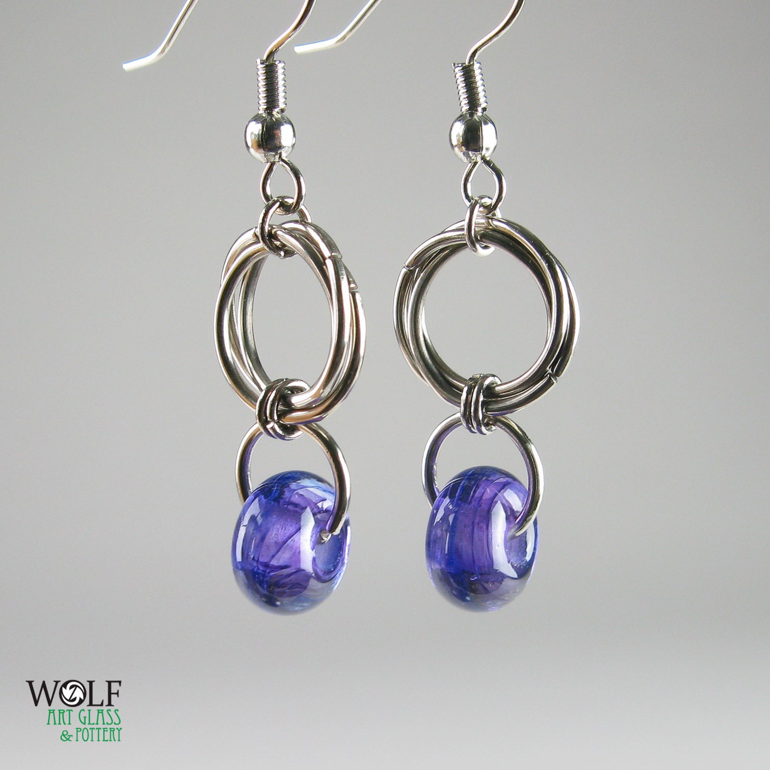 Chandelier Earrings Purple Glass Floret Drop Earrings