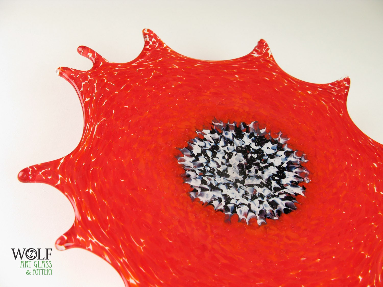 Blown Glass Wall Art Bright Red Starburst Wall Hanging Decorative Art Glass Sculpture