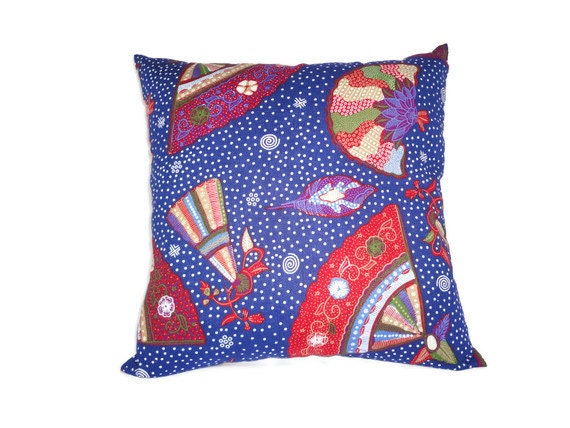 Indonesian Batik, 16" x 16", Pillow Cover, Blue