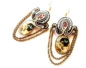 Retro jewelry , soutache earrings ,  chandelier earrings , La Belle de Montmartre