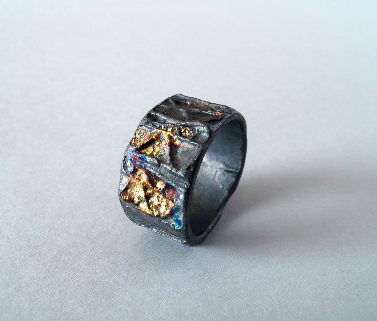 Texture Gold and Silver Ring for MEN- Size 10