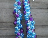Blue and Purple  Beaded Crochet Earrings Set Available Many Color Options Hypoallergenic