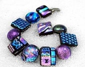 Sale Bracelet, Dichroic Fused Glass Bracelet in a Jewel Tone Power Colors