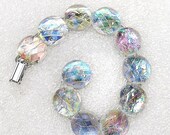 Sale Bracelet, Dichroic Glass Bracelet in Soft  Shimmering Fruit Basket Colors, Fused Glass