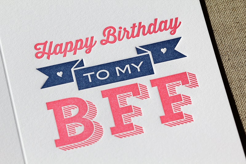 Letterpress BFF Birthday Card
