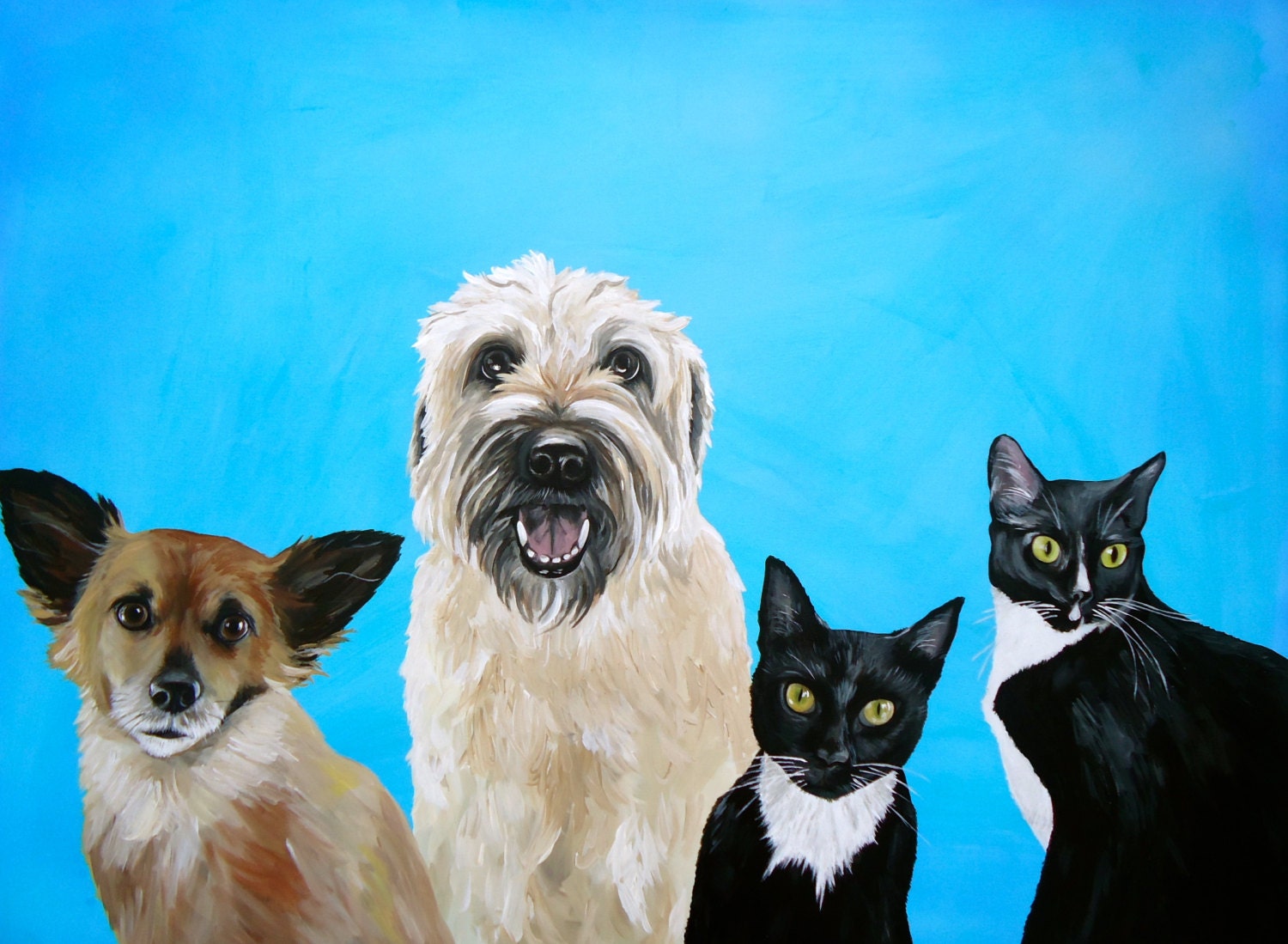 custom pet portrait big canvas 30x40