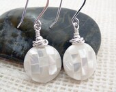 Mother of Pearl Earrings - White Earrings - Inlaid Earrings