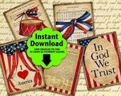 I Love America / American / USA / Patriotic - ATC, ACEO, Hang Tags, Instant Download and Print Digital Sheet