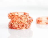 Orange Resin Stacking Ring Pink Gold Flakes Small Faceted Ring OOAK tangerine peach minimalist jewelry rusteam