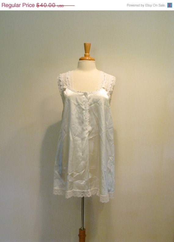 ON SALE Vintage Christian Dior White Satin & Lace Bridal Nightie