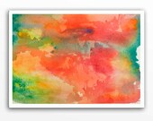 Color Block - Watercolor Painting Print - Colorful Abstract  Painting - Bright Pink Tangerine - Men Women - Home Decor - 10.5 x 13.5