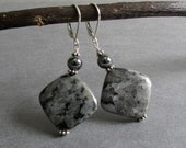 Black Gemstone Earrings / Labradorite Earrings / Hematite Earrings / Sterling Silver Earrings - Fascination