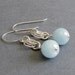 Ivory Freshwater Pearl Necklace / Milky Aquamarine Necklace and Earrings / Hand Knotted Gemstone and Pearl Strand - Aspire