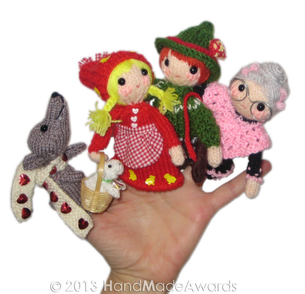 LITTLE Red Riding Hood Finger Puppets PDF Email knit PATTERN