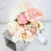Silk Bride Bouquet Peony Flowers Pink Peach Cream Spring Mix Shabby Chic Wedding Decor