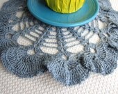 Vintage Denim Blue Crochet Lace Table Doily