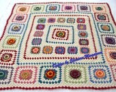 MADE TO ORDER Handmade Crochet 100 % Cotton Baby Children nursery Flower blanket  / afghan granny squares 36 by 36 inch