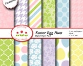 Easter Egg Hunt Digital Paper Pack - 12 Digital Papers - 12x12 300DPI