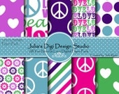 All You Need Is Love Digital Paper Pack - 10 Digital Papers - 12x12 300DPI