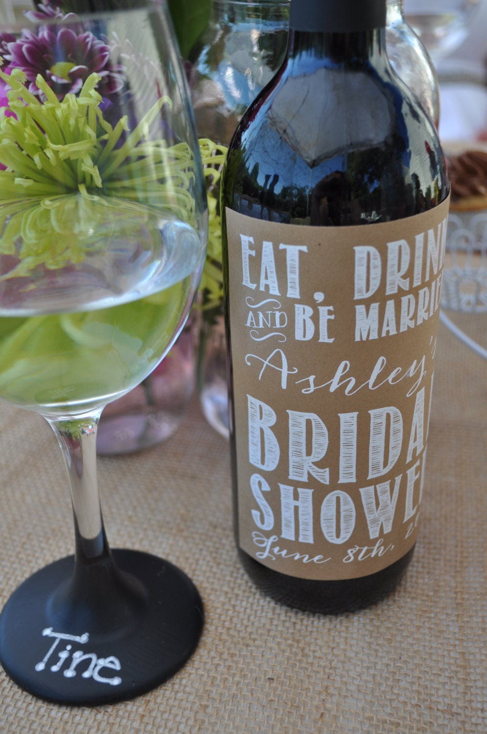 Rustic Bridal Shower Wine Labels Custom by stellabellapaperie