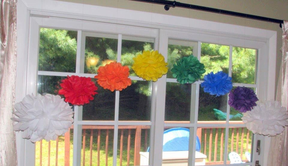 Rainbow pom pom kit baby shower first birthday party decoration