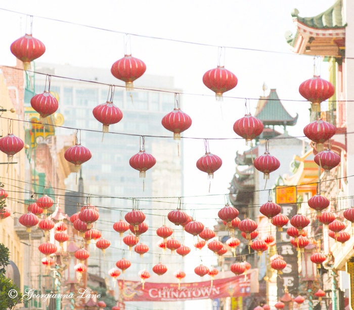 San Francisco Photography -  Lanterns in Chinatown, Travel Fine Art Photography, Red California Wall Decor