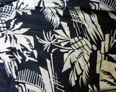 Black and Ivory Tropical Print Fabric  - Destash - 1 yard 8 inches, 44 inches wide