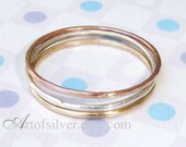 Wedding rings - Stackable rings - Ring set - Band set - Silver, Rose gold and gold - set of 3 rings