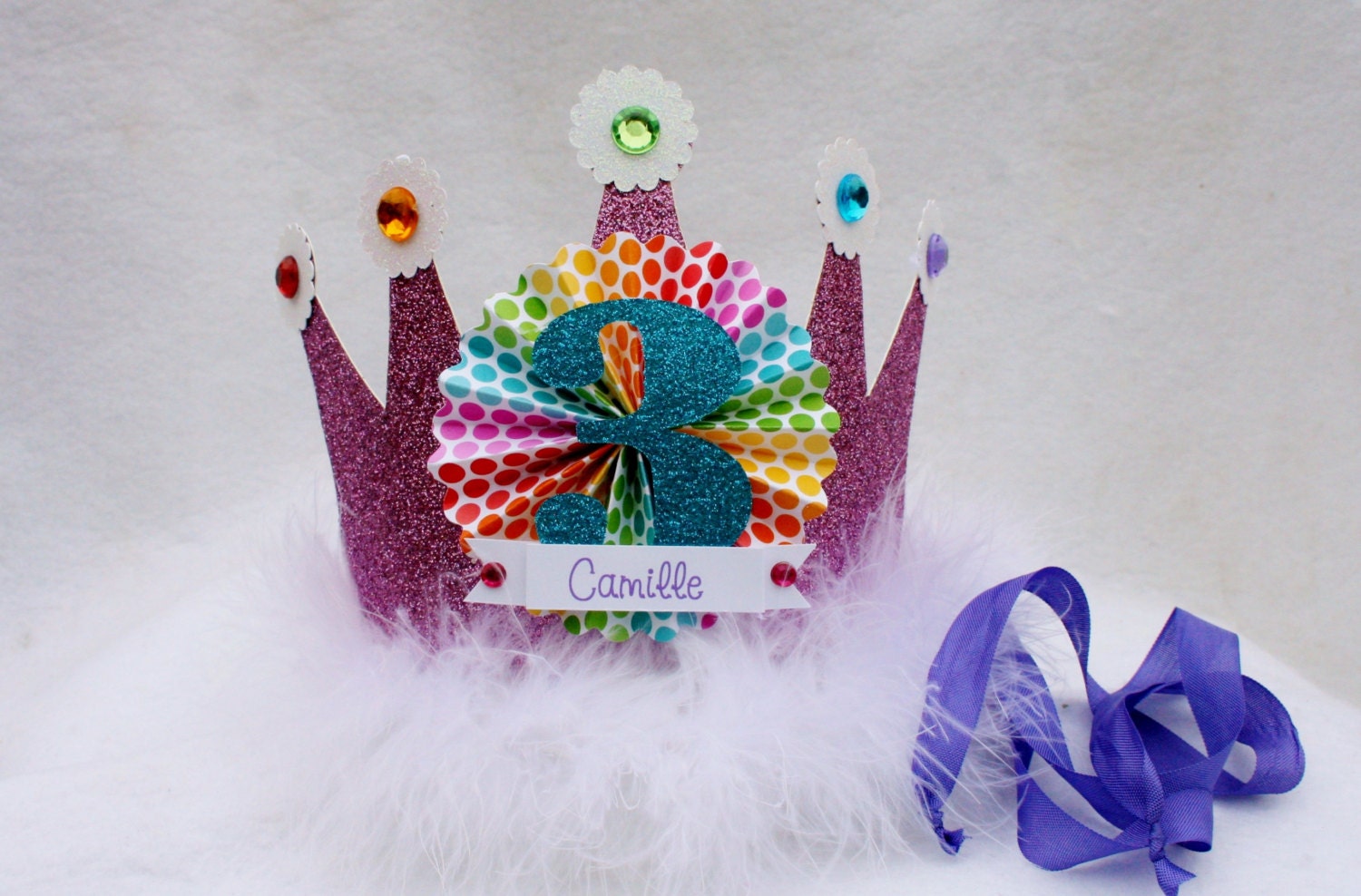 Sparkly Rainbow Princess Crown Party Hat
