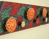 Hand painted  expressive unique ceramic and wood jewelry and accessory organizer