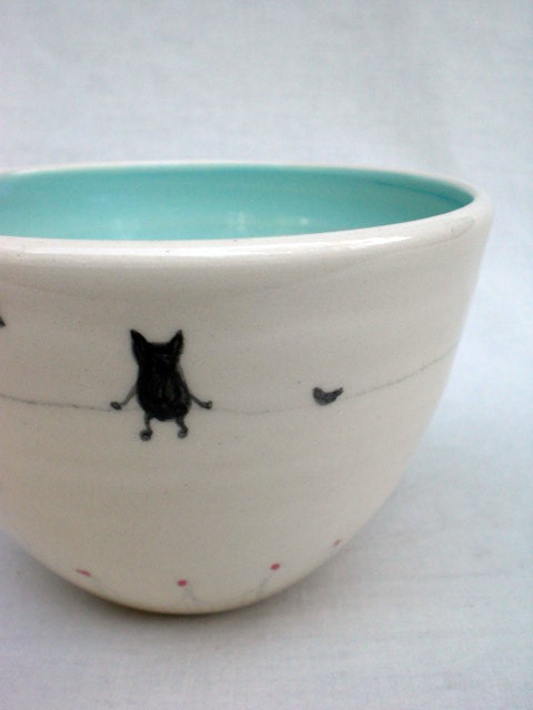 Kitty on a Power Line Bowl