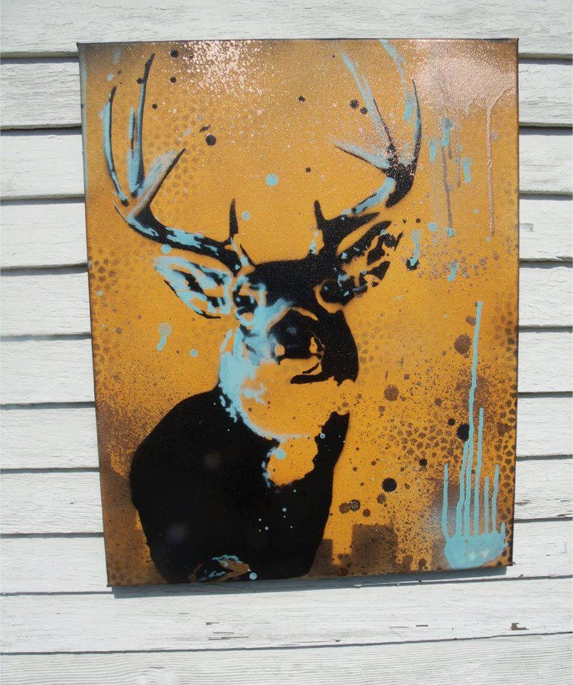 POP ART DEER with antlers  original on canvas