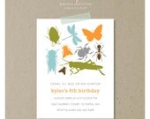 bugs - insects : birthday party invitation set