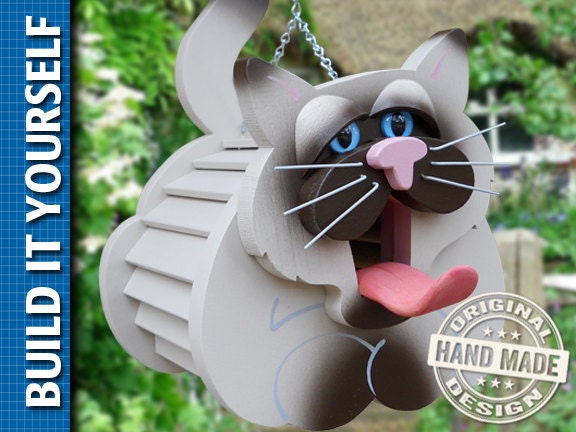 Siamese Cat Birdhouse 3-Page Plan and Templates