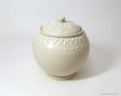 Reserved Listing for Danielle - two creamy white slip trailed jars - finally :-)