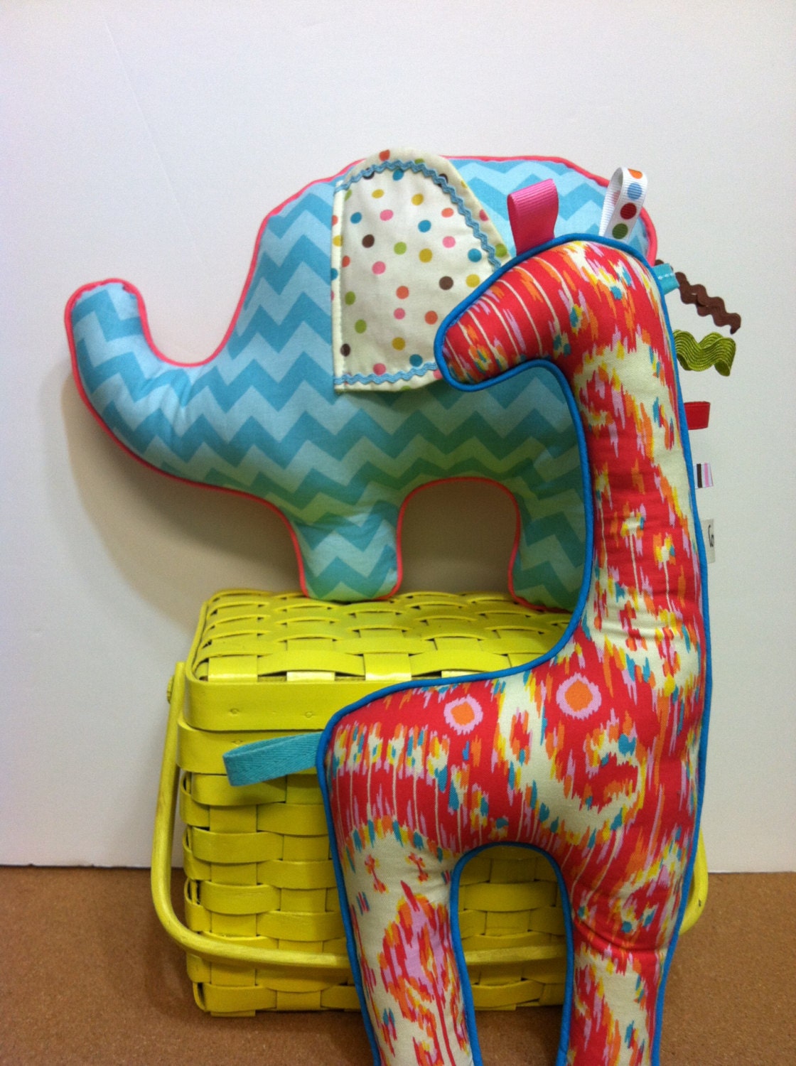 Piper and Sprout Elephant and Giraffe baby sensory stimulation stuffed toys